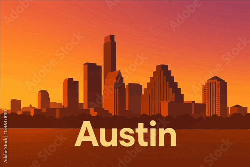 Austin Skyline at Sunset

