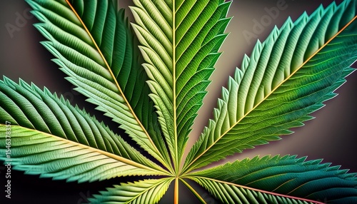 detailed close up of a single marijuana weed leaf
