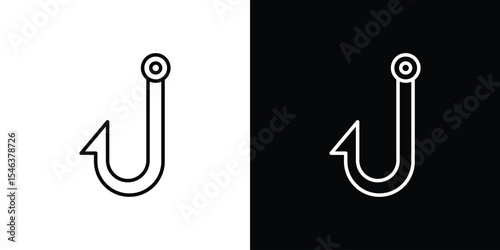 Fishing Hook icon in black. flat graphic vector icon