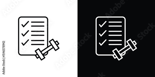 Fitness plan icon in black. flat graphic vector icon