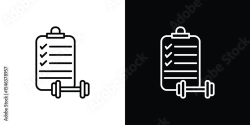 Fitness plan icon in black. flat graphic vector icon