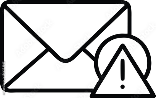 Email security alert icon with envelope and exclamation mark in triangle vector illustration