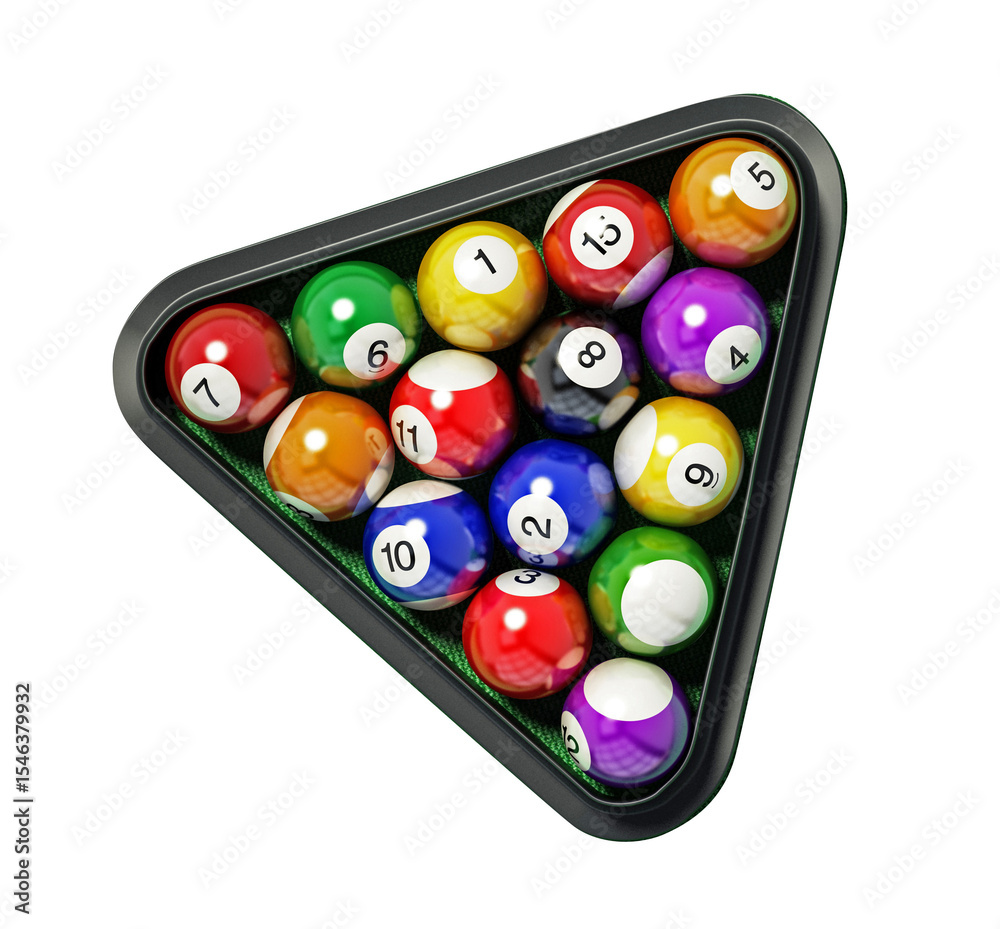 Naklejka premium Billiard balls on transparent background. 3D illustration