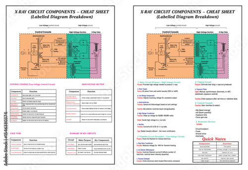 X-ray circuit components Cheat Sheet with Diagram