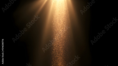 Golden light beam piercing through a dark background, creating a striking contrast and an ethereal atmosphere. ai generated