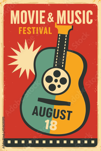 Rock Concert Artistic Poster Design, Retro Music Flyer Template With Electric Guitar And Angel Wing Vector Illustration