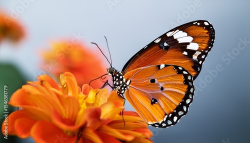 capture orange butterfly s beauty with isolated background and details photo