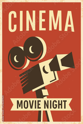 Film Festival Poster - Movie Camera Eyes Vector - Cinema Banner Design