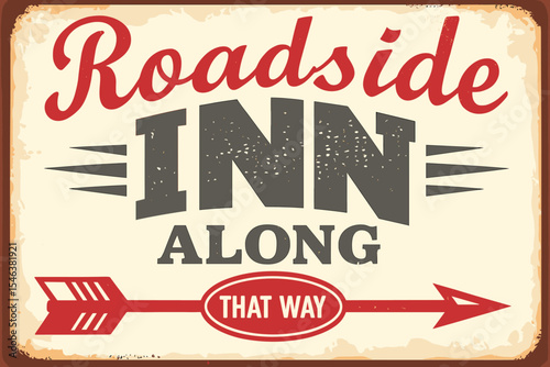 Roadside Inn Sign - Vintage Tavern Poster - Retro Cafe Bar Vector