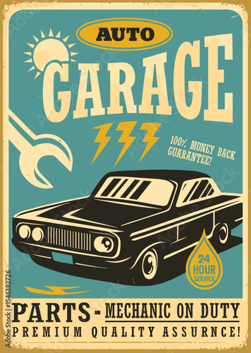 Vintage Car Service Posters - Retro Garage Flyer Collection - Transportation Signage Set