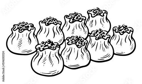 DimSum vector engraving style illustration