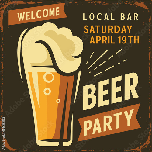 Retro Beer Poster - Vintage Ale Ad Template - Old Paper Texture Drink Vector