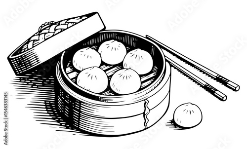 DimSum vector engraving style illustration
