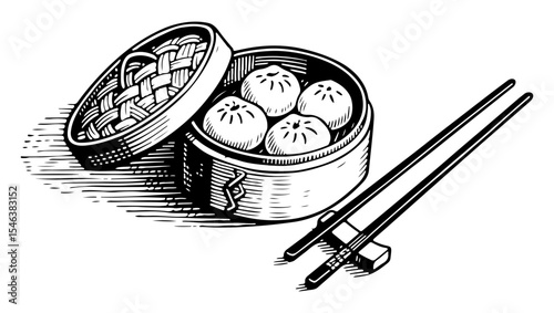 DimSum vector engraving style illustration