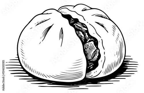 DimSum vector engraving style illustration