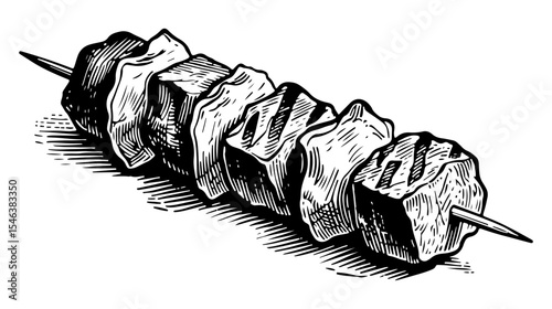 Kebab vector engraving style illustration