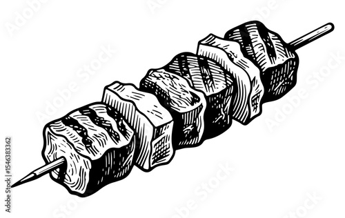 Kebab vector engraving style illustration