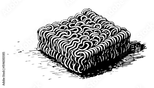 Noodles vector engraving style illustration
