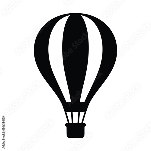 Hot Air Balloon Silhouette Black and White Minimalist Vector