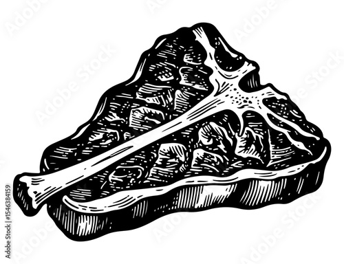 Steak vector engraving style illustration