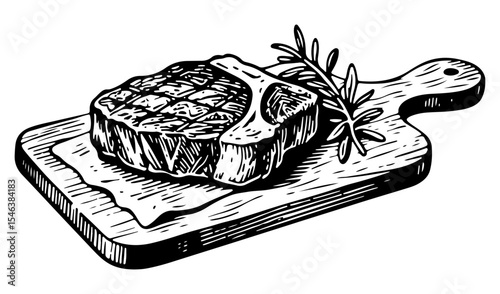 Steak vector engraving style illustration