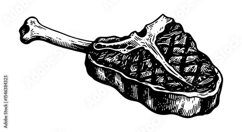 Steak vector engraving style illustration