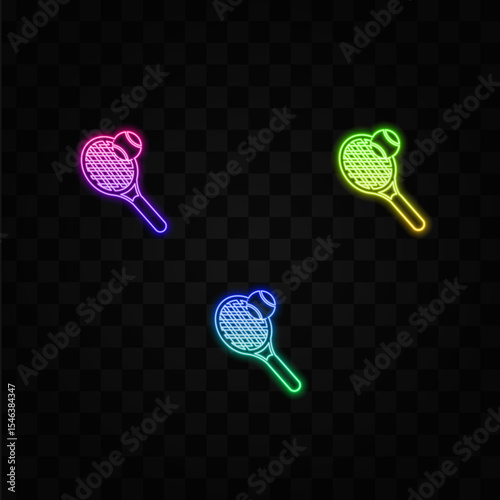Racket vector icon design illustration. neon style.