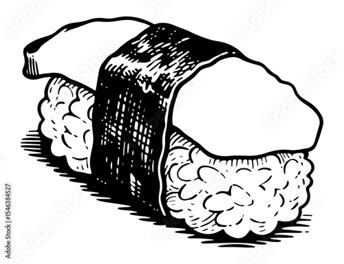 Sushi vector engraving style illustration