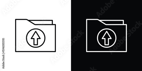 Folder upload icon in black. flat graphic vector icon