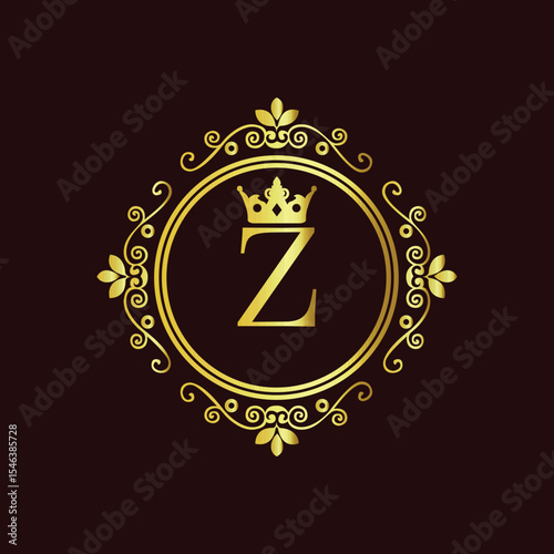 Abstract vector illustration of justice scales with a gold medal symbol and legal design LOGO Z