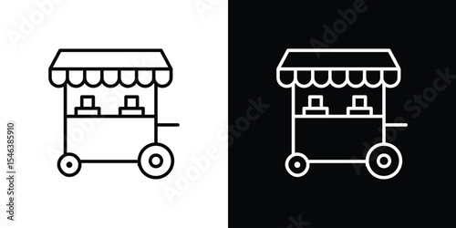 Food cart icon in black. flat graphic vector icon