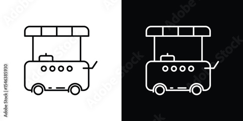 Food cart icon in black. flat graphic vector icon