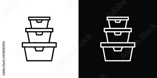 Food containers icon in black. flat graphic vector icon