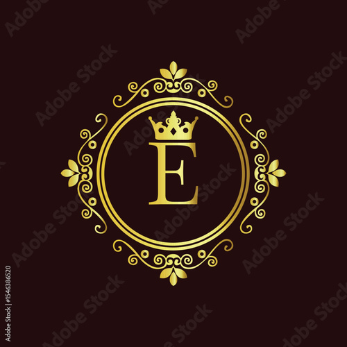 Abstract vector illustration of justice scales with a gold medal symbol and legal design LOGO E