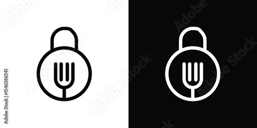 Food security lock icon in black. flat graphic vector icon