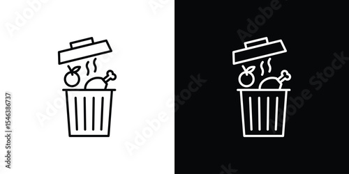 Food waste icon in black. flat graphic vector icon