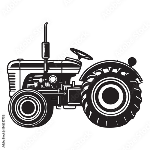 Printable Tractor Silhouette Clipart for Agricultural Art Projects

