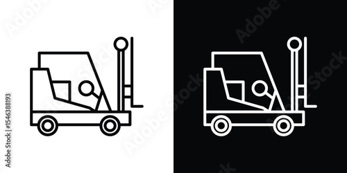 Forklift icon in black. flat graphic vector icon