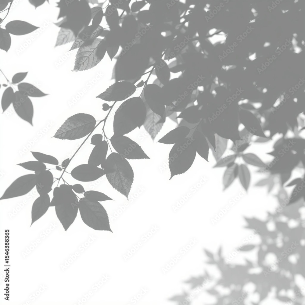 custom made wallpaper toronto digitalshadow overlay effect. Gray shadow of leaves isolated on white background. Plant foliage leaf shadow light effect. Mockup Blurred tree branch shadow. Ideal for summer spring design elements PNG