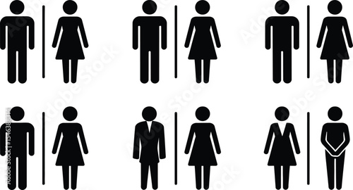 Collection of male and female restroom icon symbols