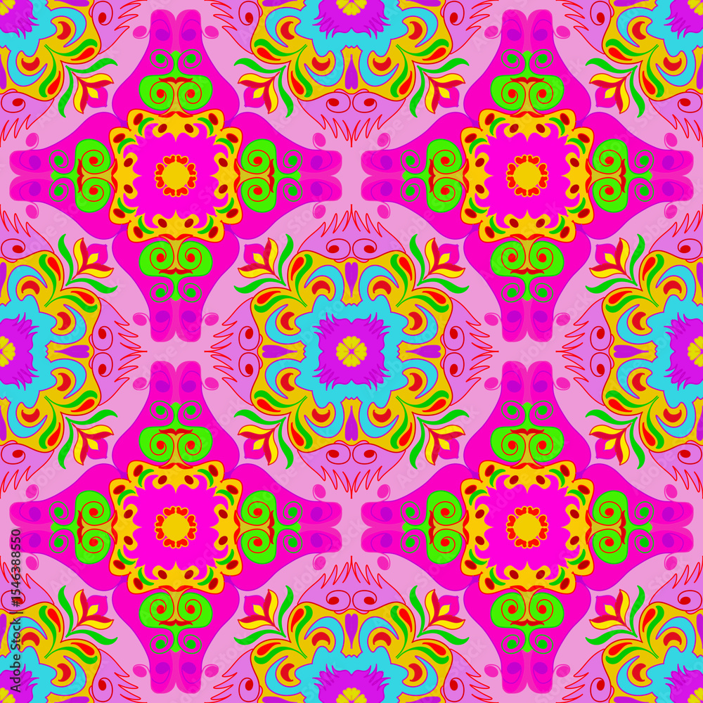 Fototapeta premium Colorful Floral Mandala Set.001