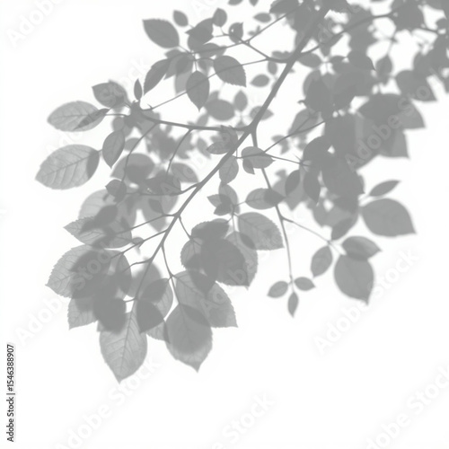 shadow overlay effect. Gray shadow of leaves isolated on white background. Plant foliage leaf shadow light effect. Mockup Blurred tree branch shadow. Ideal for summer spring design elements PNG