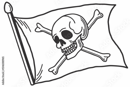 Jolly Roger AI-Generated Pirate Flag Design, Skull and Crossbones Illustration