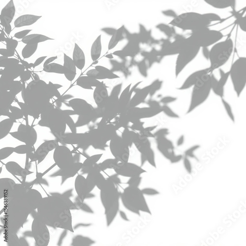 shadow overlay effect. Gray shadow of leaves isolated on white background. Plant foliage leaf shadow light effect. Mockup Blurred tree branch shadow. Ideal for summer spring design elements PNG