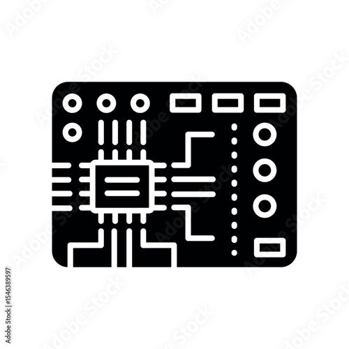 Electronics black flat icon for digital and print projects.PFAS product