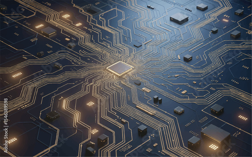High-Resolution Digital Art Futuristic Circuit Board