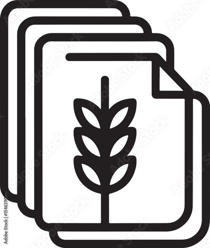Minimalist Wheat Icon Vector Line Art for Agriculture