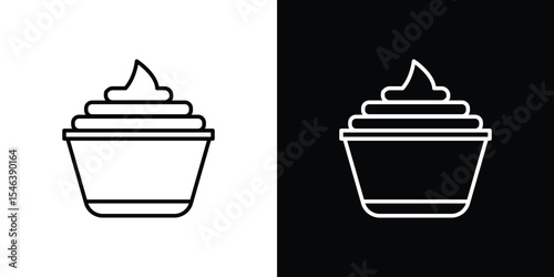 Frozen yogurt icon in black. flat graphic vector icon