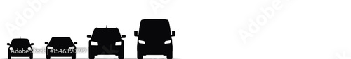 Silhouette of four vehicles in ascending size order