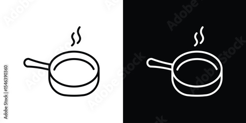 Frying pan icon in black. flat graphic vector icon